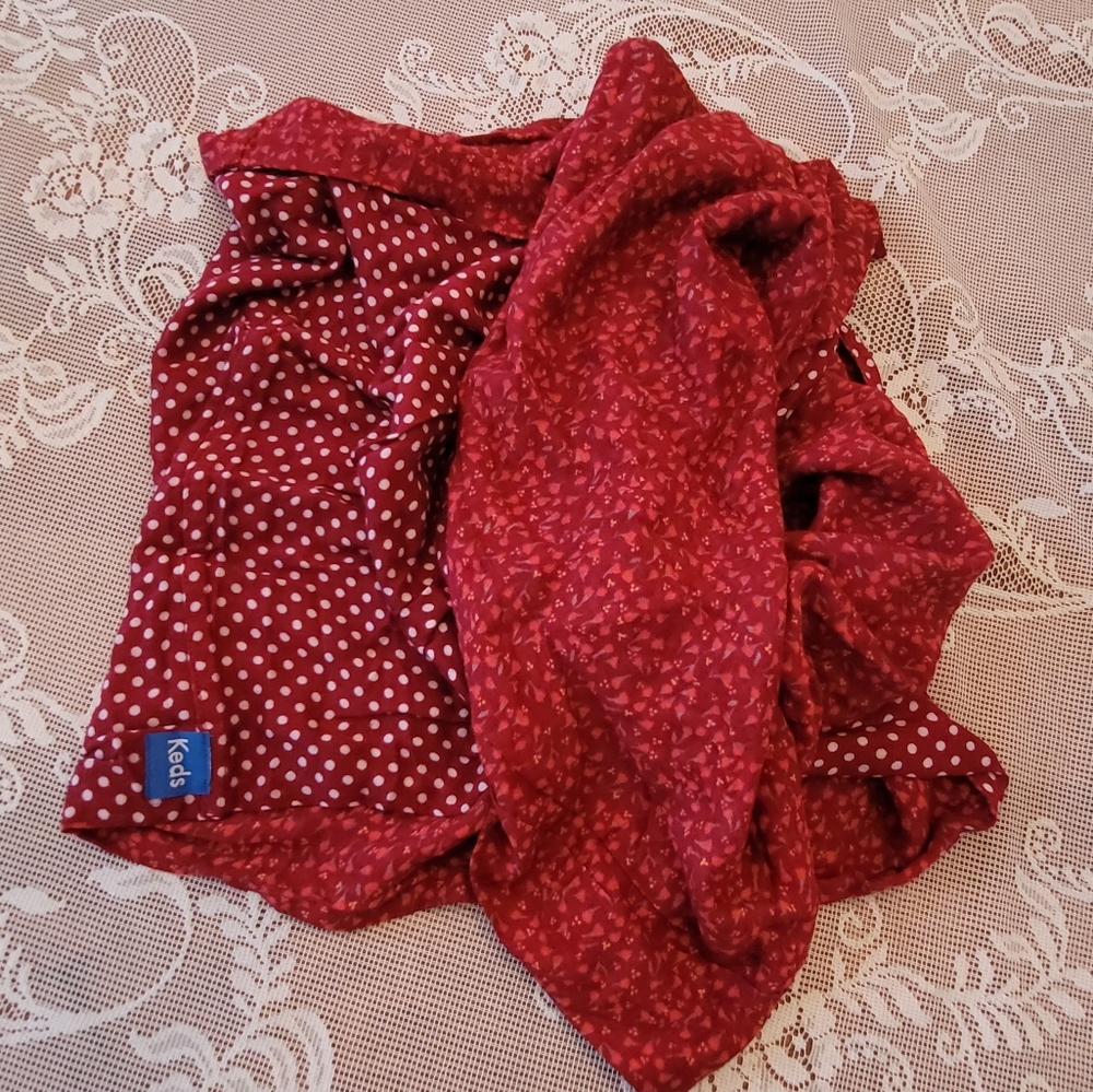 KEDS Burgundy Floral & Polka Dot Eternity Scarf